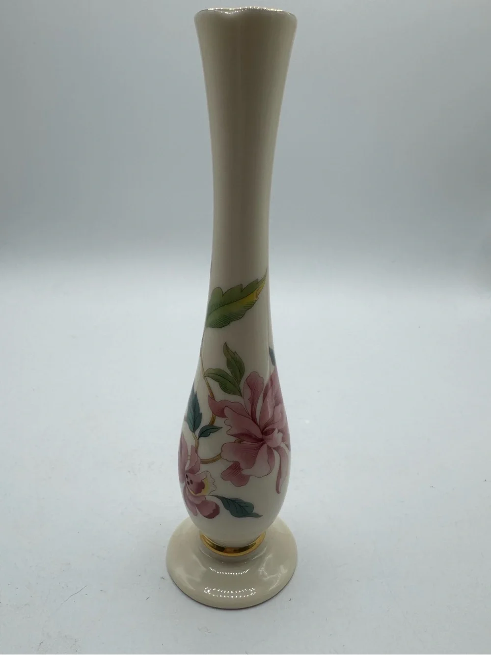 Vintage Lenox Barrington Floral Vase with 24 K Gold Trim 7.5” Tall